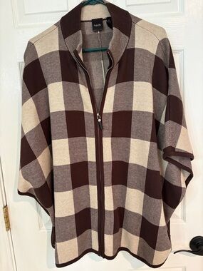 Rafaella Brown and Cream Knit Poncho